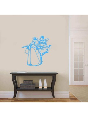 Asilmeydan Adıge Çerkez Kafkas Dans Eden Çift Büyük Boy Dekoratif Duvar Sticker, Çıkartma, Etiket Mavi