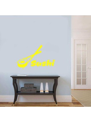 Asilmeydan Japon Mutfağı Suşi Yemek Silüeti Duvar Sticker, Çıkartma Sarı