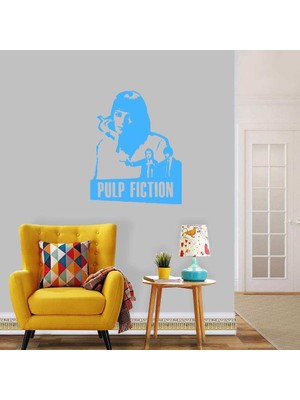 Asilmeydan Pulp Fiction Film Karakter Silüeti Dekoratif Duvar Sticker, Çıkartma Mavi
