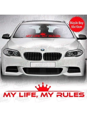 Asilmeydan My Life, My Rules Ön Cam Büyük Boy Kırmızı Sticker, Araba, Etiket, Aksesuar, Tuning, Modifiye, Arma
