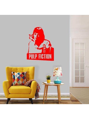 Asilmeydan Pulp Fiction Film Karakter Silüeti Dekoratif Duvar Sticker, Çıkartma Kırmızı