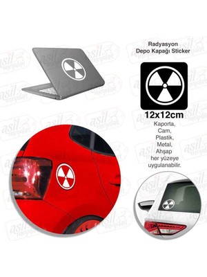 Asilmeydan Radrasyon Yakıt Depo Kapağı Beyaz Kapak Sticker, Araba, Oto Etiket, Tuning, Aksesuar, Modifiye