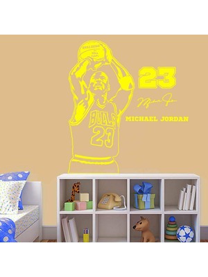Asilmeydan Basketbolcu 23 Numara Michael Jordan Dekoratif Duvar Sticker, Çıkartma Sarı