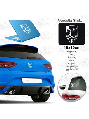 Asilmeydan Vendetta Maskesi Beyaz Sticker - Araç Oto Araba Etiket, Çıkartma - Aksesuar -Modifiye -Arma