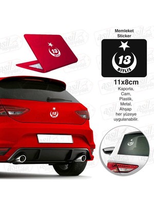Asilmeydan Bitlis Plaka 13 Ay Yıldız Beyaz Sticker, Araba, Araç, Etiket, Aksesuar, Tuning, Modifiye, Arma