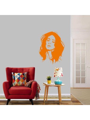 Asilmeydan Sanatçı Lana Del Rey Silüetli Dekoratif Duvar Sticker, Çıkartma, Etiket Turuncu