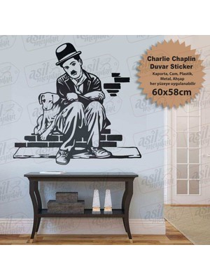 Asilmeydan Charlie Chaplin Duvar Sticker Etiket - Beyaz Eşya, Ahşap, Dekorasyon Çıkartma