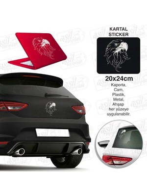 Asilmeydan Kartal Siluet Beyaz Sticker - Oto, Araba, Etiket, Aksesuar, Tuning, Modifiye, Arma