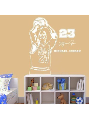 Asilmeydan Basketbolcu 23 Numara Michael Jordan Dekoratif Duvar Sticker, Çıkartma Beyaz