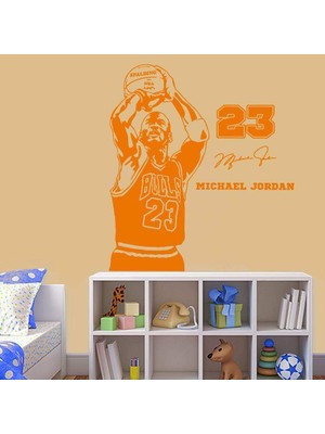 Asilmeydan Basketbolcu 23 Numara Michael Jordan Dekoratif Duvar Sticker, Çıkartma Turuncu
