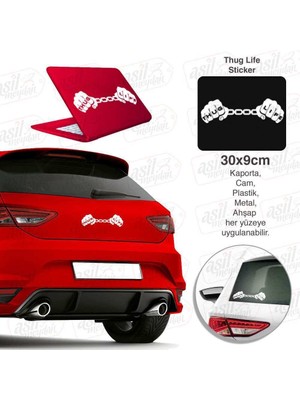 Asilmeydan Thug Life Zincir Eller Beyaz Sticker Araba, Araç, Oto Etiket, Aksesuar, Tuning, Modifiye, Arma