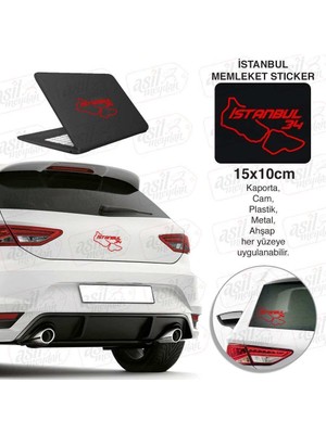 Asilmeydan Istanbul Ili 34 Plaka Kodu Memleket Kırmızı Yarış Pisti Sticker - Oto Araba Etiket, Aksesuar, Tuning