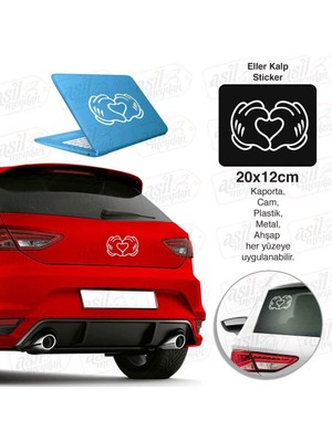 Asilmeydan Kalp Şekli Yapan Eller Beyaz Sticker, Oto, Araba, Araç, Etiket, Aksesuar, Tuning, Modifiye, Arma