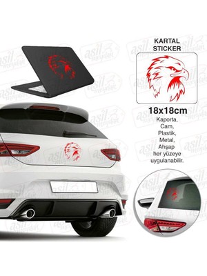 Asilmeydan Kartal siluet Kırmızı Sticker - Oto, Araba, Etiket, Aksesuar, Tuning, Modifiye, Arma