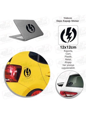Asilmeydan Yıldırım Şimşek Yakıt Depo Kapağı Siyah Kapak Sticker, Araba, Oto Etiket, Tuning, Aksesuar, Modifiye