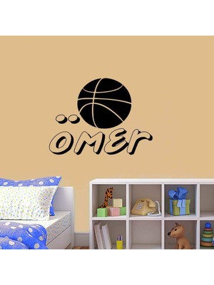 Basket Topu - İsme Özel Dekoratif Çocuk Odası Duvar Sticker, Çıkartma