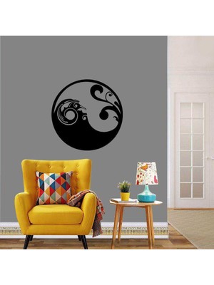 Asilmeydan Yin Yang Rüzgar Su Ahengi, Denge Duvar Efekti Büyük Boy Dekoratif Duvar Sticker, Çıkartma, Etiket Pembe