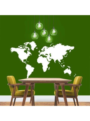 Asilmeydan Dünya Haritası Silüet Dekoratif Duvar Sticker, Çıkartma, Etiket