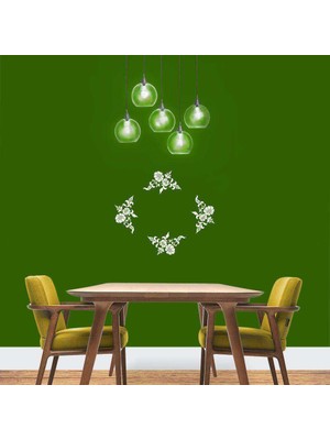 Asilmeydan Çiçek ve Yaprak Motif Desenli Silüet Dekoratif Duvar Sticker, Çıkartma, Etiket Turuncu