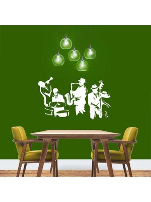 Asilmeydan Caz Müzik Sanatçıları Silüet Dekoratif Duvar Sticker, Çıkartma, Etiket Turuncu