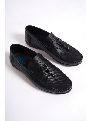 Mubiano Hakiki Deri SRG222S İç Dış Zımba Detaylı Püsküllü Erkek Loafer