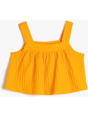 Koton Crop Üst Kalın Askılı Bol Kalıp Dokulu