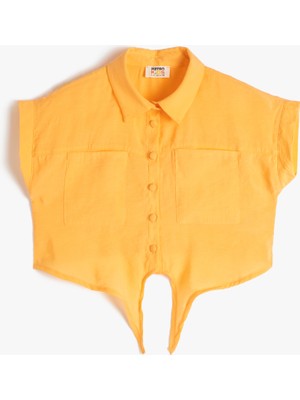 Koton Gömlek Kısa Kollu Önü Bağlamalı Cepli Modal Karışımlı