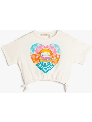Koton Crop Oversize Tişört Kısa Kollu Bisiklet Yaka