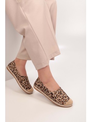 Shoeberry Kadın Yurry Leopar Keten Espadril