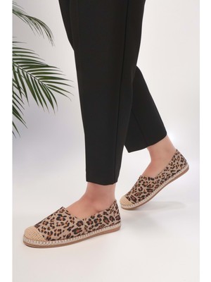 Shoeberry Kadın Yurry Leopar Keten Espadril