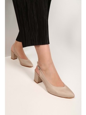 Shoeberry Kadın Mandy Ten Saten Topuklu Ayakkabı