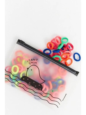 Dzc Kuzenler Avm 100 Adet Şeffaf Kilitli Çantalı Karışık Neon Renk Saç Lastik Mini Toka Renkli Kumaş