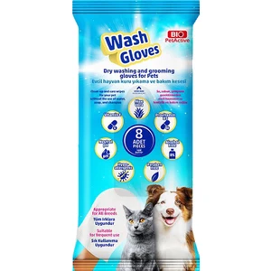 Bio Pet Active Wash Gloves Islak Banyo Kesesi 8’li