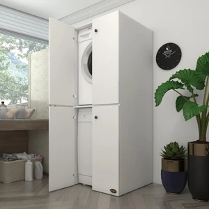 Kenzlife çamaşır-bulaşık makinesi dolabı kapaklı roksanamdf byz 180*70*60 % 100 mdf full mdf banyo çift katlı arkalıksız