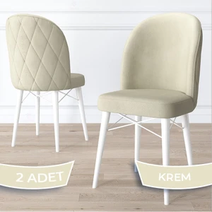 Concept Bika Serisi 2 Adet Mutfak Sandalyesi Beyaz Gürgen Ayaklı 1. Sınıf Babyface Kumaş