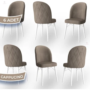 Concept Bika Serisi 6 Adet Mutfak Sandalyesi Beyaz Gürgen Ayaklı 1. Sınıf Babyface Kumaş