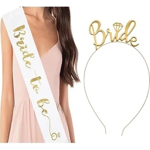 Çıtı Pıtı Store Bride To Be Gelin Kuşağı Bride To Be Metal Taç Seti Altın Renk