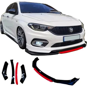 Gürler Oto Kılıf ve Aksesuar  Ön Tampon Eki-Ön Karlık 4 Parça Ön Lip Kırmızı-Siyah