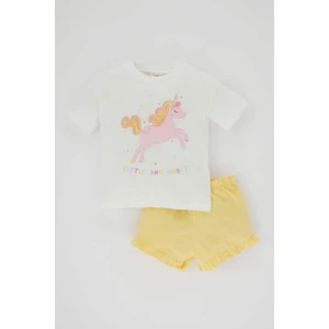 Kız Bebek Unicorn Kısa Kollu Tişört Şort 2'li Takım Z9304A223SM