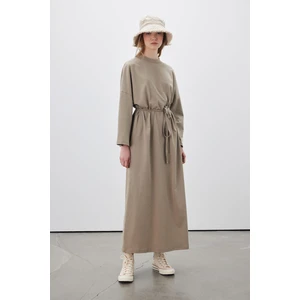 Oversize Uzun Rahat Elbise Vizon Renk Trend Kesim Kadınlar İçin Şıklık SM Beden