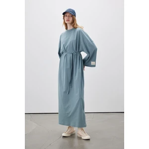 Oversıze Uzun Rahat Elbise Mavi