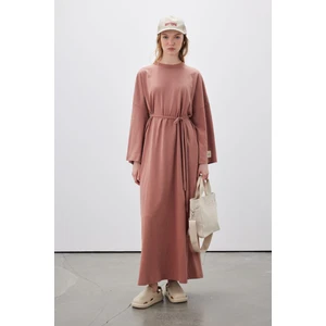 Oversıze Uzun Rahat Elbise Gül Kurusu