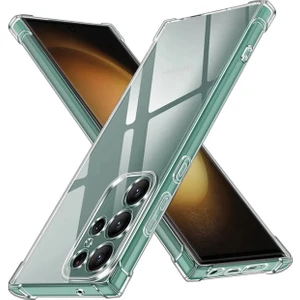 Case World Caseworld Samsung Galaxy S23 Ultra ile Uyumlu Kapak Kamera Korumalı Airbag Antishock Köşe Korumalı Şeffaf Silikon Kılıf