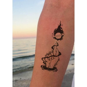BP Tattoo Alevli Gezegen Geçici Dövme