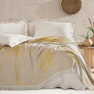 Bedding Beckett Çift Kişilik Keten Yatak Örtüsü - Safran