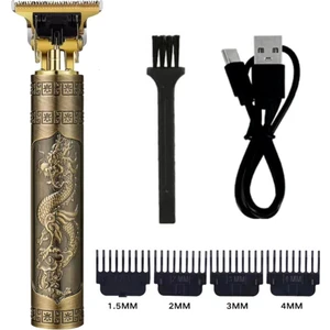 Buffer® Vintage Görünümlü Güçlü 4 Farklı Başlıklı USB Şarjlı Manuel Tıraş Makinası