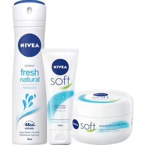 Kadın Sprey Deodorant Fresh Natural 150ml, Nemlendirici Soft El Bakım Kremi 75ml, Vücut Kremi 300ml