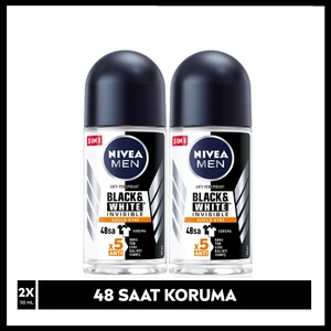 NIVEA Men Erkek Roll On Deodorant Invisible Black&White Power 50 ml x2 Adet,48 Saat Anti-perspirant Koruma
