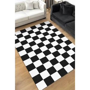Minimalist Damalı Siyah Beyaz Halı Kareli Oturma Odası Halısı Retro Tarzı Salon Halısı