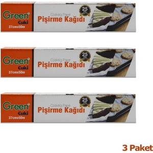 Green Cuki Yağlı Fırın Tepsi Pişirme Kızartma Kağıdı - 37 cm x 50 Metre - 3 Kutu